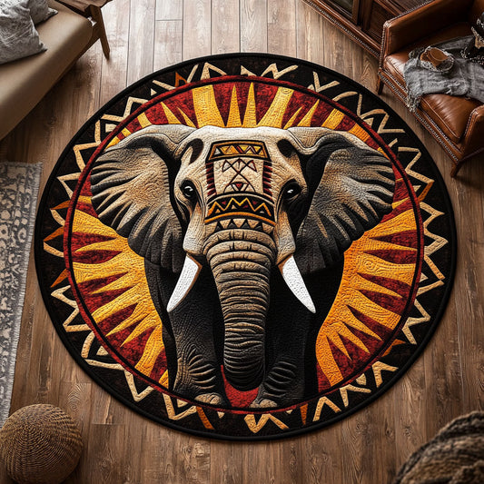 Ancient Elephant CQ2805031CL Quilted Round Mat