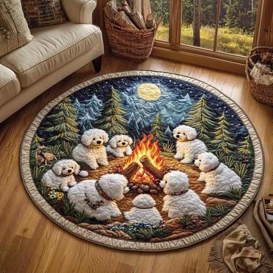 Bichon Frise Night Out WN1703004CL Quilted Round Mat
