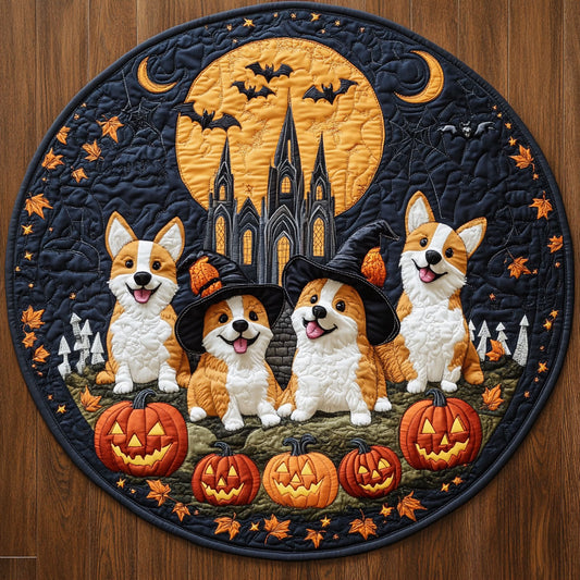 Corgi Full Moon Fun WN3107014CL Quilted Round Mat