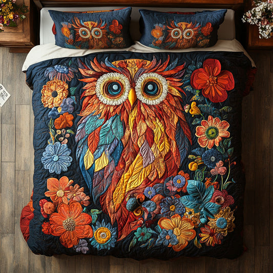 Colorful Owl In Flower WY0802023CL Duvet Cover Set