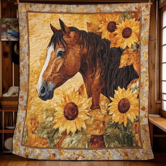 Horse And Sunflower Forest WY0602154CL Quilt