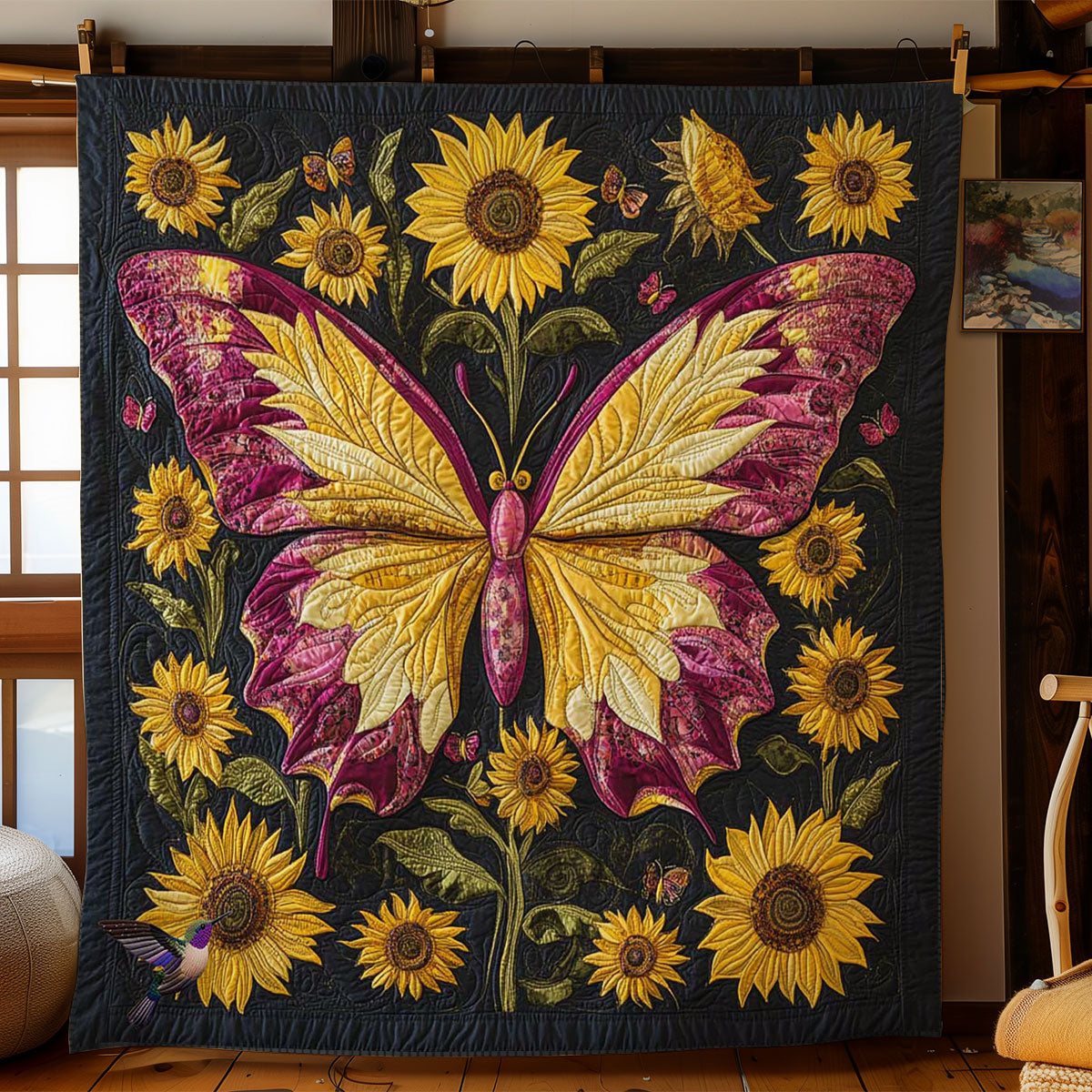 Sunflower Butterfly Dance WN1912028CL Quilt