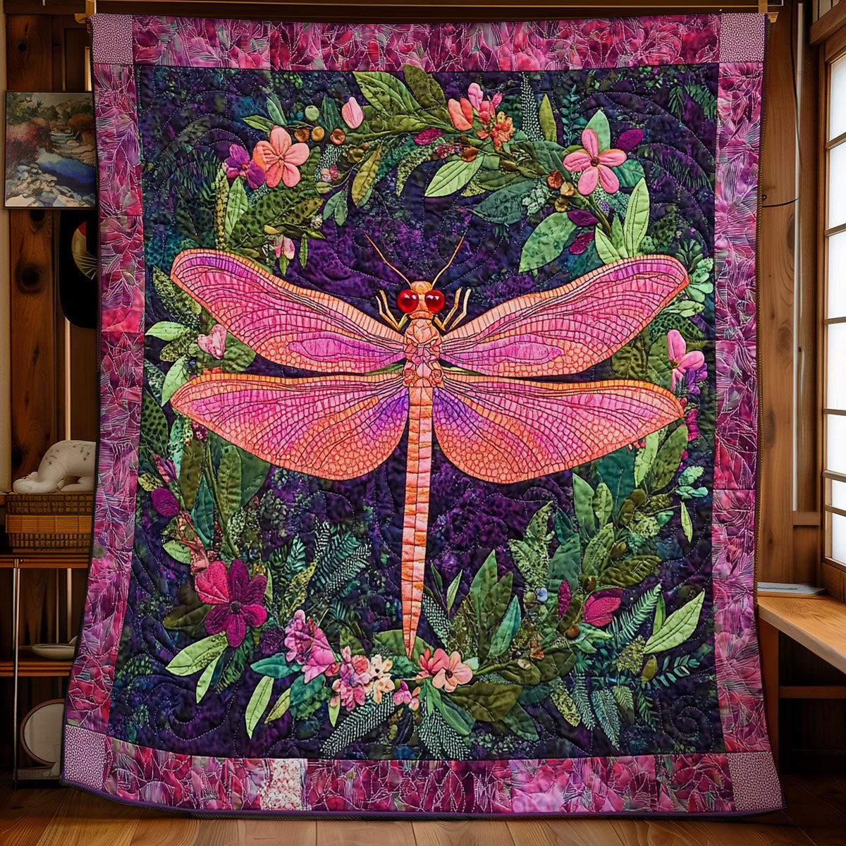 Pink Dragonfly WY0602180CL Quilt