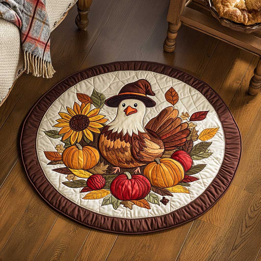 Harvest Turkey WN1903039CL Quilted Round Mat