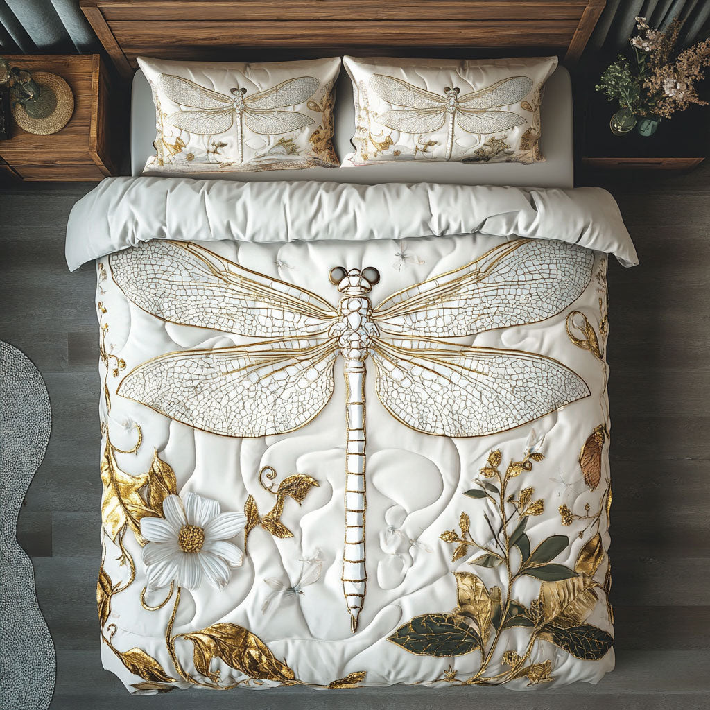 Elegent White Dragonfly WY2402008CL Duvet Cover Set