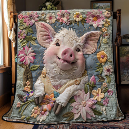 Smile Pig With Flower YR2112003CL Quilt