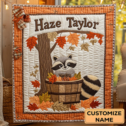 Leafy Raccoon WN3007070CL Personalized Baby Quilt