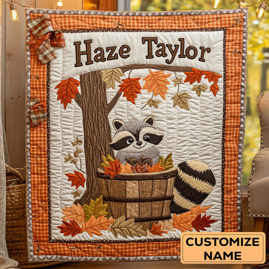 Leafy Raccoon WN3007070CL Personalized Baby Quilt