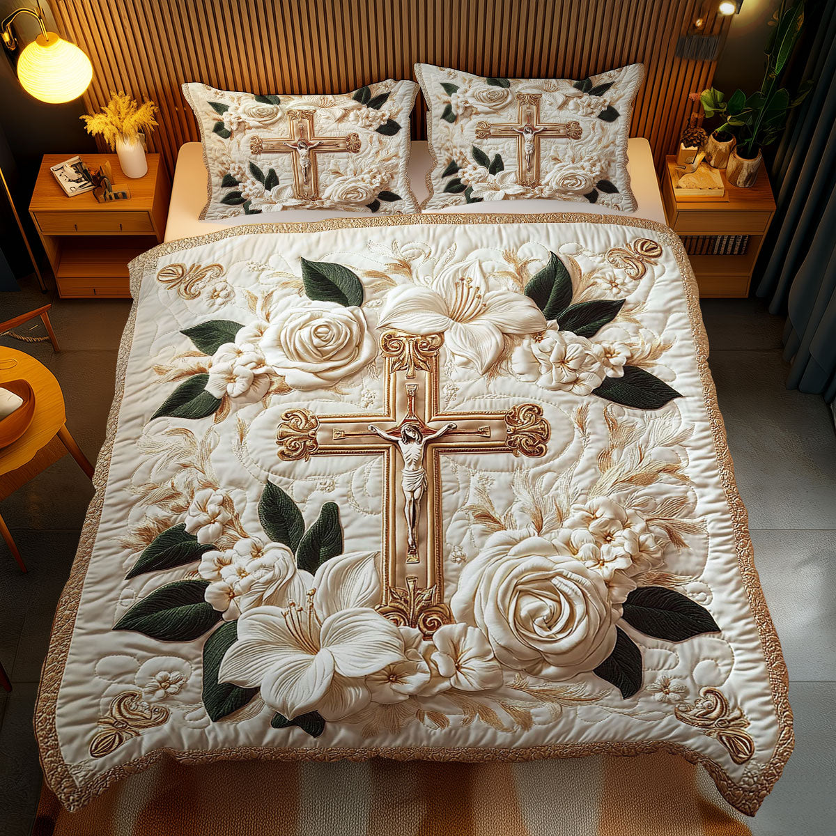 White Flower And Cross WY2712145CL Duvet Cover Set