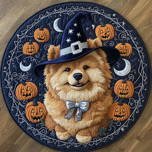 Pumpkin Charm Chow Chow WN1108061CL Quilted Round Mat