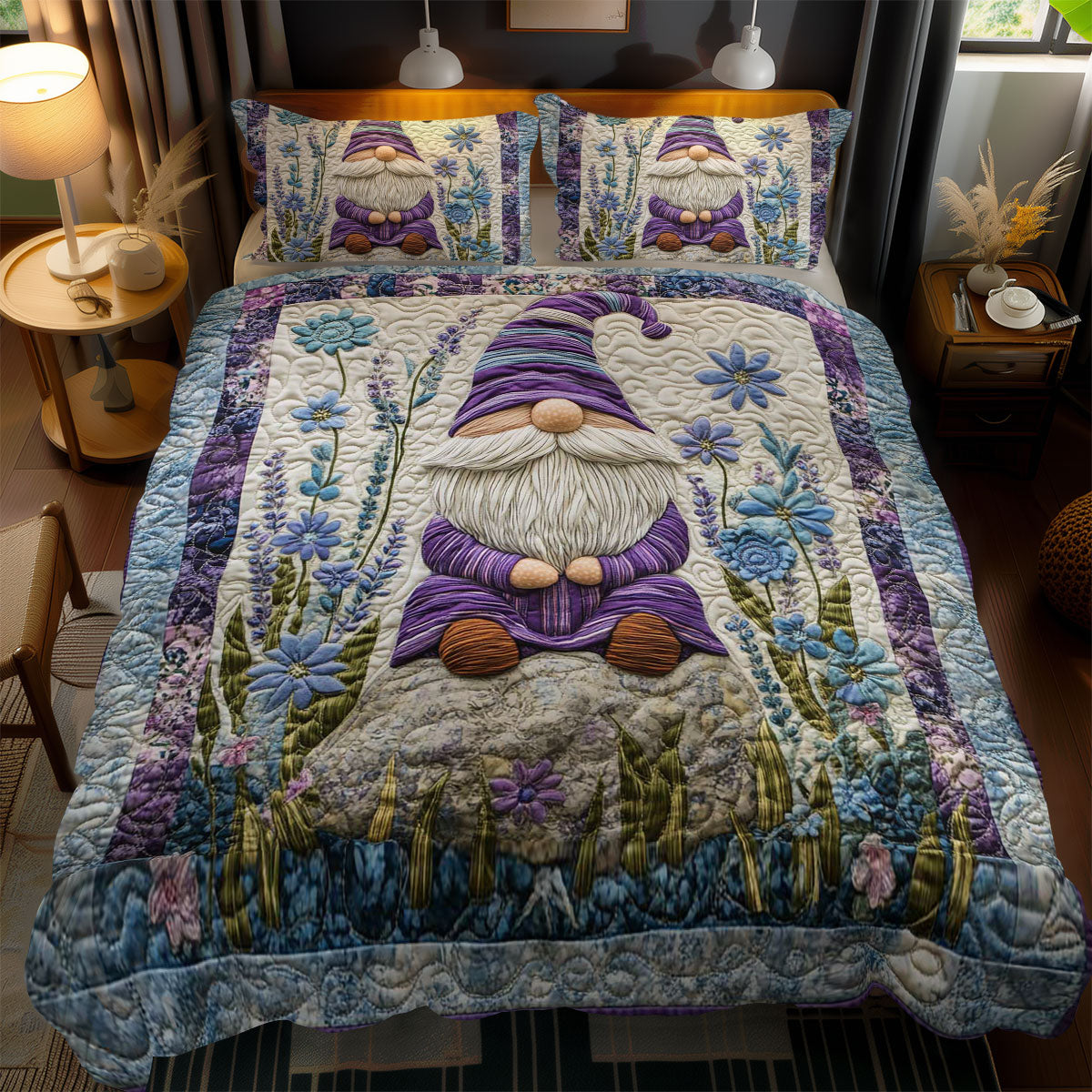 Purple Serenity Gnome WN0801096CL Duvet Cover Set