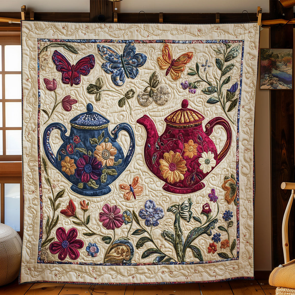 Teapot In Garden  WY1302005CL Quilt