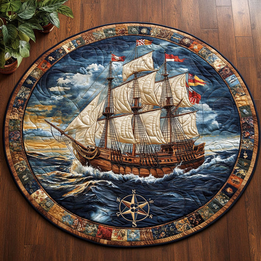 The Nautical Drift CM1605016CL Quilted Round Mat