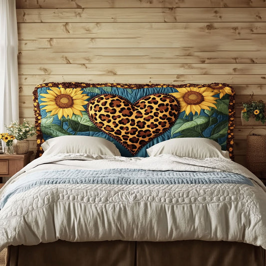 Rustic Heart Leopard WN3012034CL Quilted Headboard Slipcover