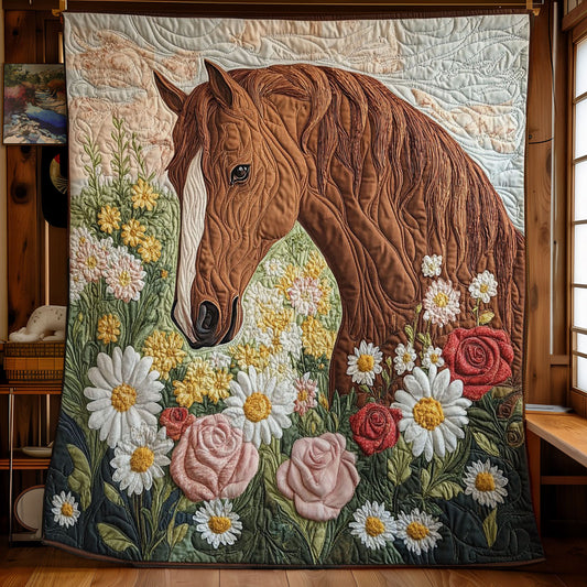 Horse Flower CW2005272CL Quilt