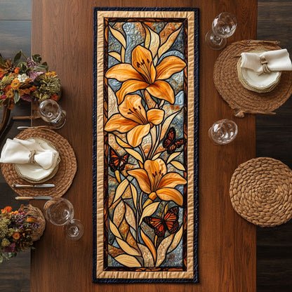 Flower Stain Glass Appique CP1306015CL Quilted Table Runner