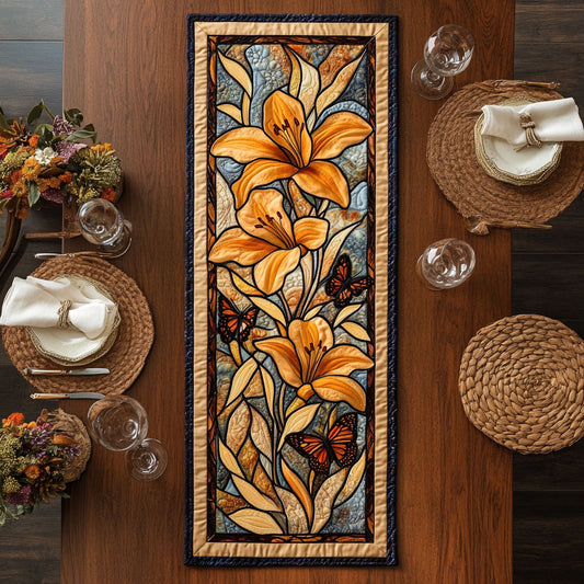 Flower Stain Glass Appique CP1306015CL Quilted Table Runner