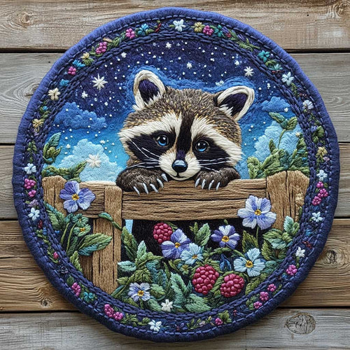 Woodland Raccoon WN2904059CL Quilted Round Mat