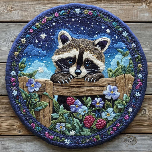 Woodland Raccoon WN2904059CL Quilted Round Mat