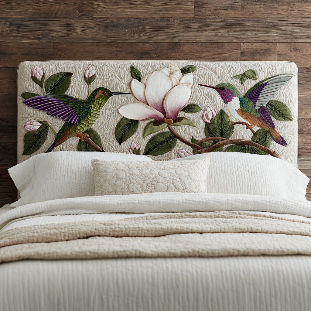Hummingbird And Magnolias XR1912012CL Quilted Headboard Slipcover