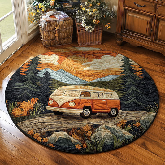 Retro Forest Ride WJ1104031CL Quilted Round Mat