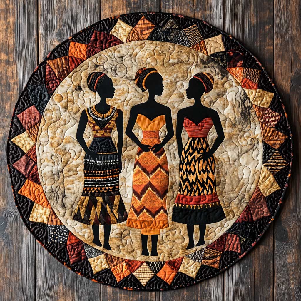 African Grace WN2305005CL Quilted Round Mat