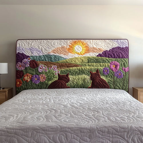 Cats Waiting Dawn QA3012002CL Quilted Headboard Slipcover
