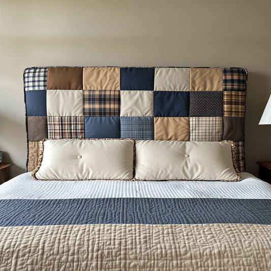 Rustic Patchwork WN1712024CL Quilted Headboard Slipcover