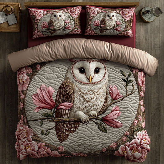 Pink Magnolia Owl WY1904042CL Duvet Cover Set