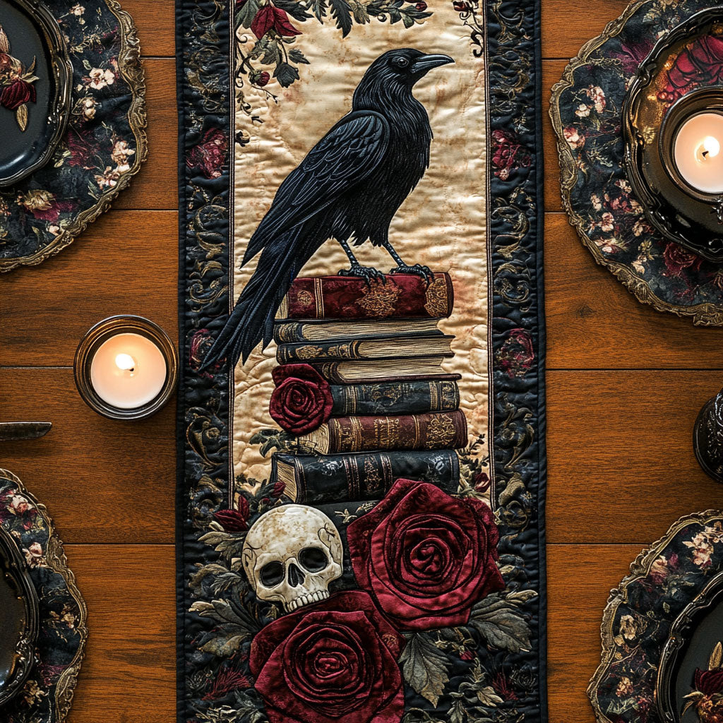 Mystic Crimson Raven CW0901095CL Quilted Table Runner