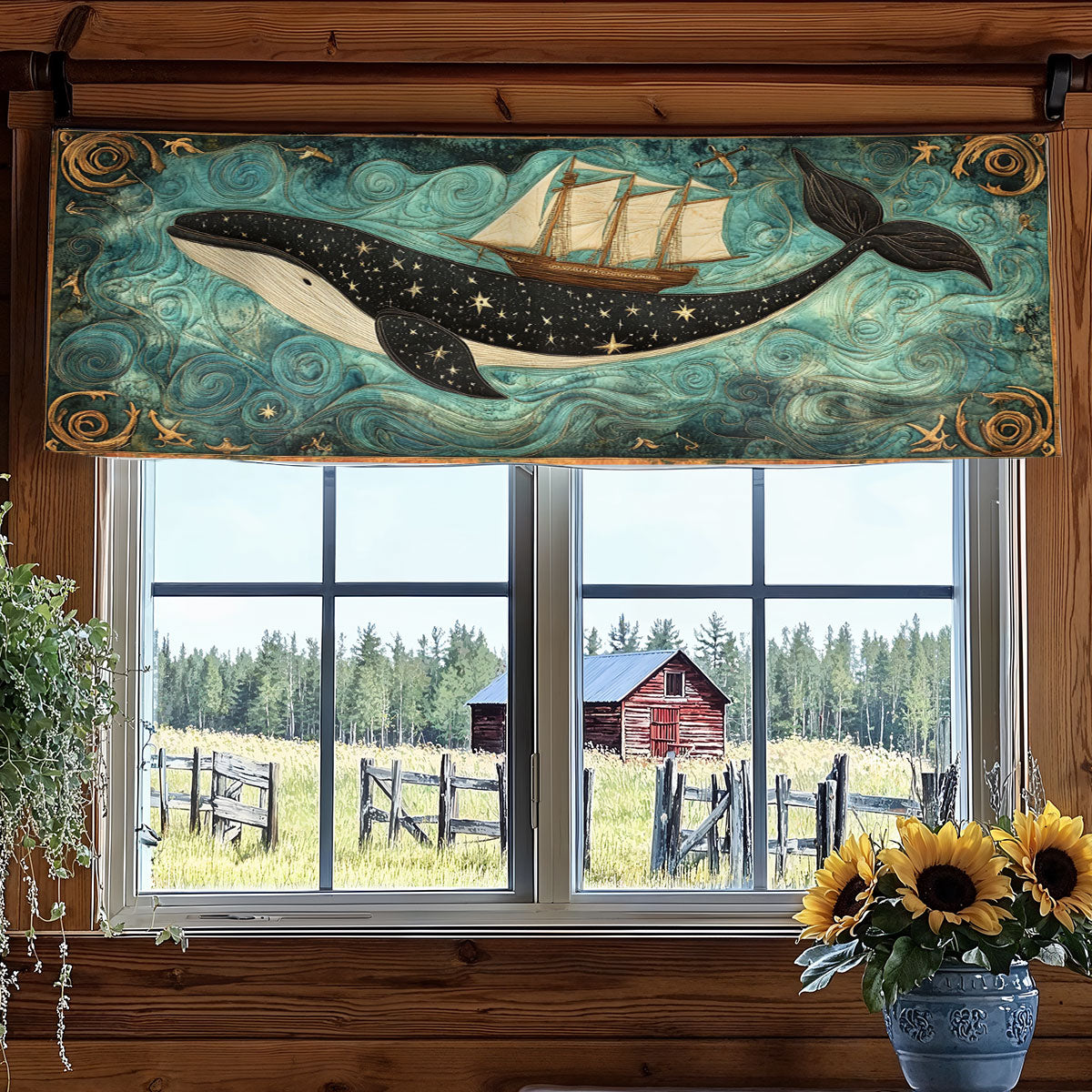 Celestial Whale Rider WN1607002CL Quilted Valance