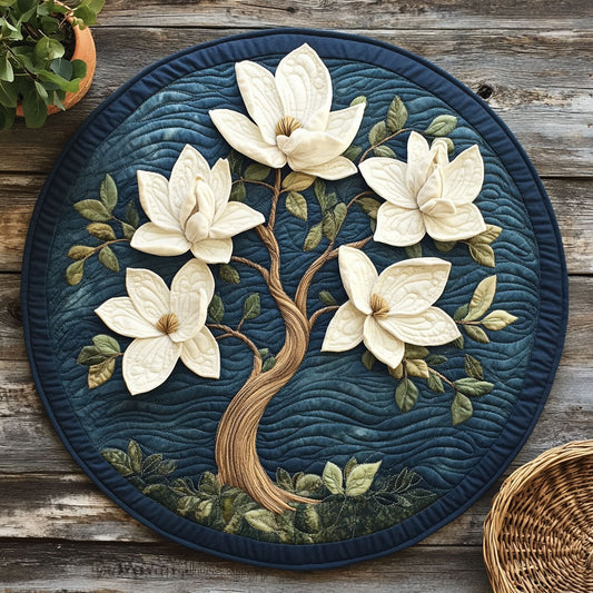 Magnolia Flower Tree WX1205014CL Quilted Round Mat