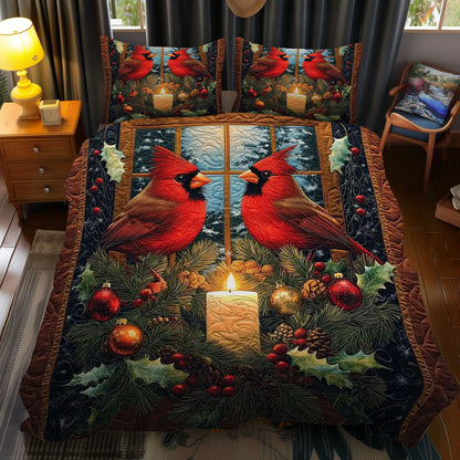 Christmas Cardinal Bird WJ0212041CL Duvet Cover Set