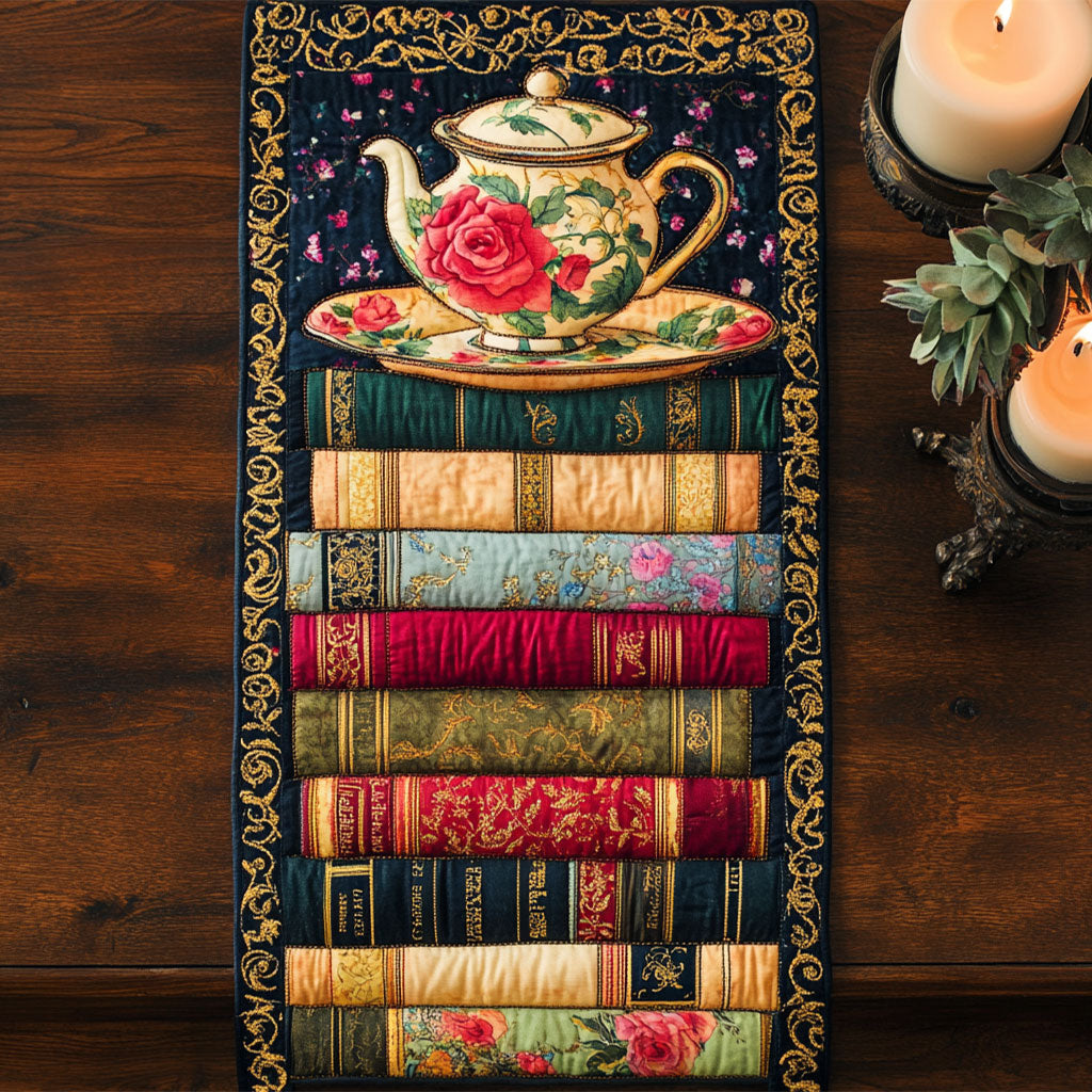 Teapot and Book CM1205002CL Quilted Table Runner