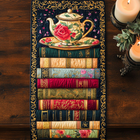 Teapot and Book CM1205002CL Quilted Table Runner