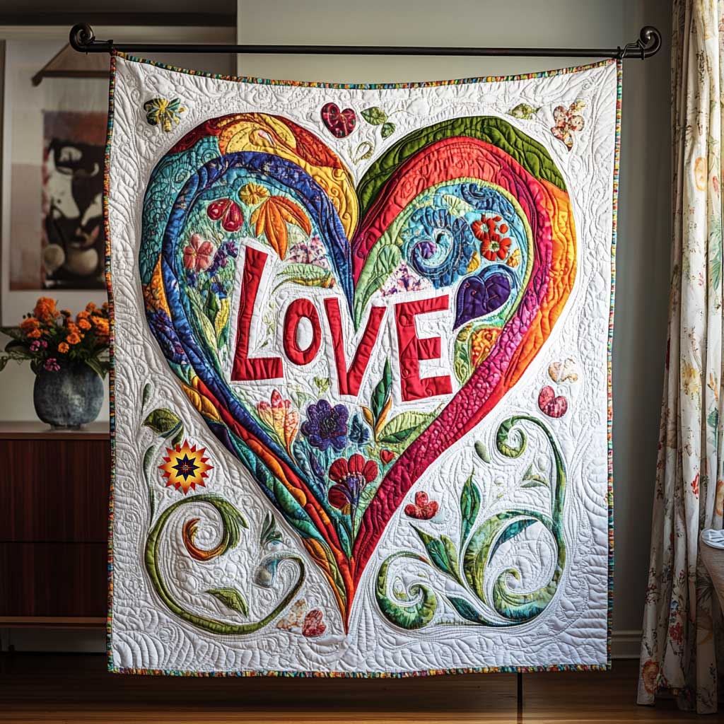 Rainbow Heart Valentine WP1612020CL Quilt