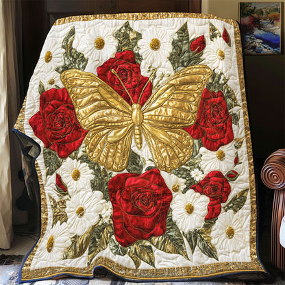 Gold Butterfly In Flower WY0602152CL Quilt
