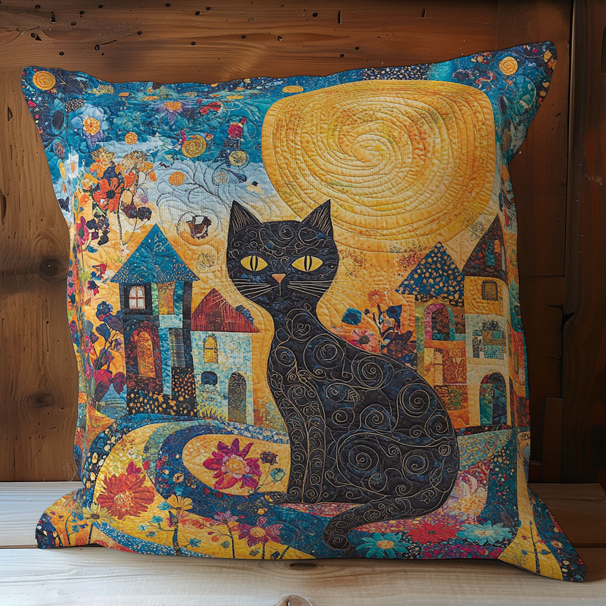 Black Cat In Street WY1102018CL Quilt Pillow Case