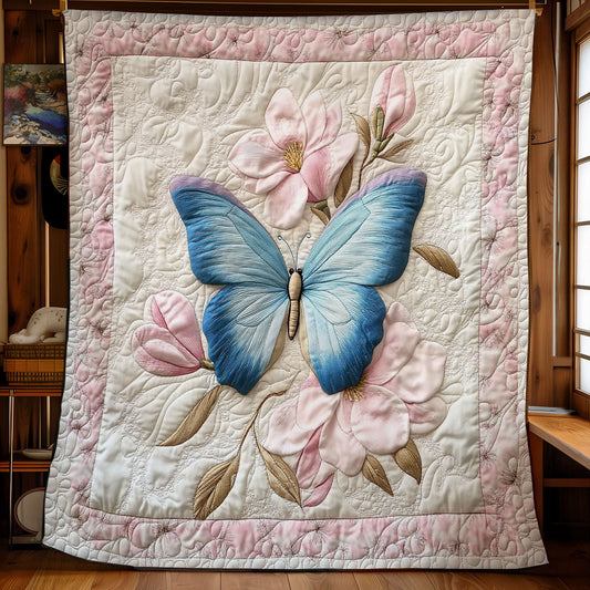 Blue Butterfly In Magnolia WY2003060CL Quilt