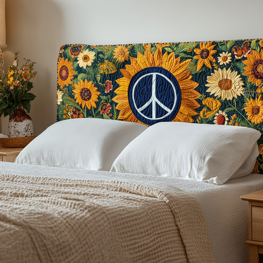 Peace Flowers XR2312011CL Quilted Headboard Slipcover