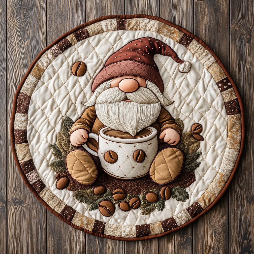 Gnome Sips And Smiles WN0807055CL Quilted Round Mat