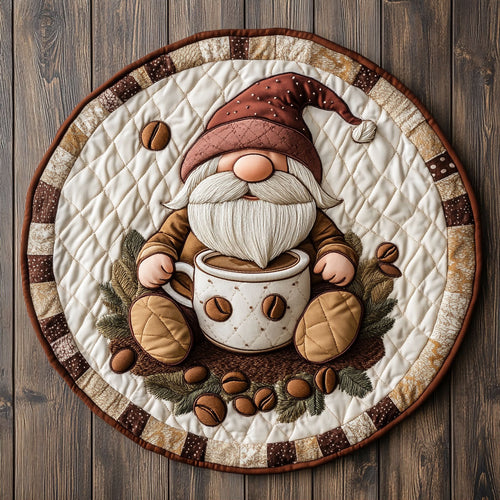 Gnome Sips And Smiles WN0807055CL Quilted Round Mat