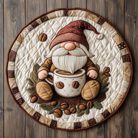 Gnome Sips And Smiles WN0807055CL Quilted Round Mat