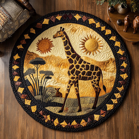 Giraffe In Sunrise WY0904045CL Quilted Round Mat