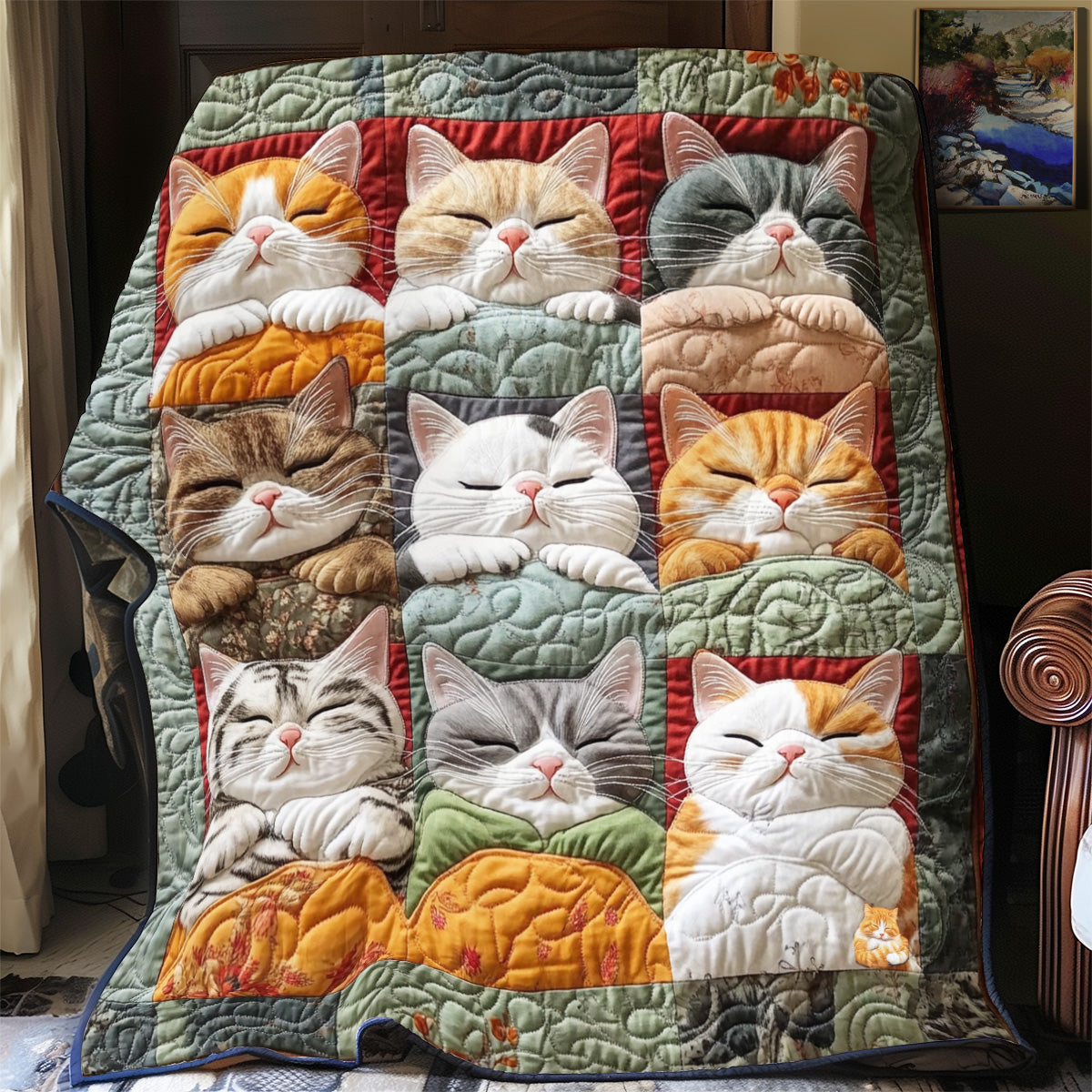 Cat Sleeping YR3012042CL Quilt