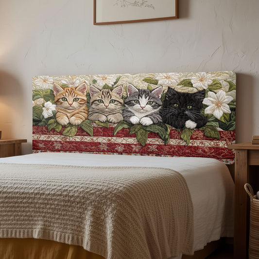 Garden Flower Cat CW2512010CL Quilted Headboard Slipcover