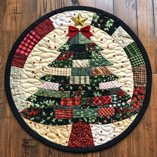 Evergreen Hearth Christmas Tree WN1211040CL Quilted Round Mat