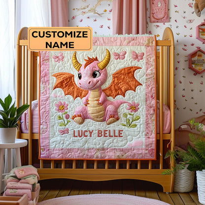 Pink Baby Dragon WY2807006CL Personalized Baby Quilt