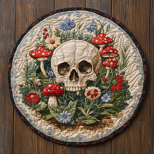 Fungi Skull Bloom WN1607014CL Quilted Round Mat