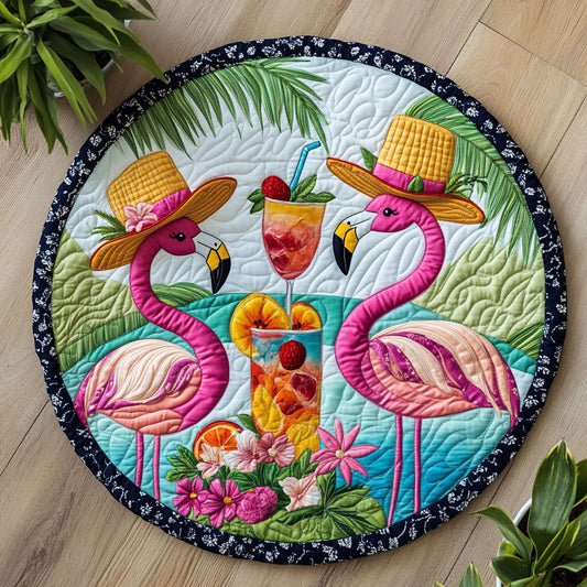 Flamingo Tropic Time CW0206014CL Quilted Round Mat